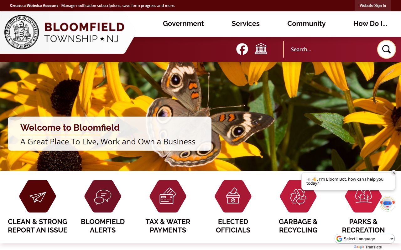 Bloomfield Township government portal for divorce decree information