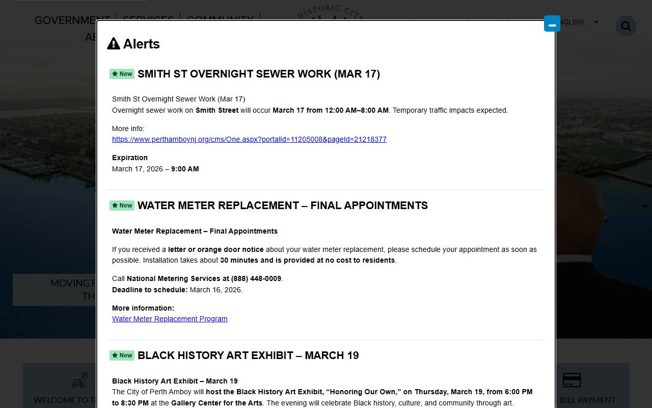 Perth Amboy city government portal for divorce decree resources