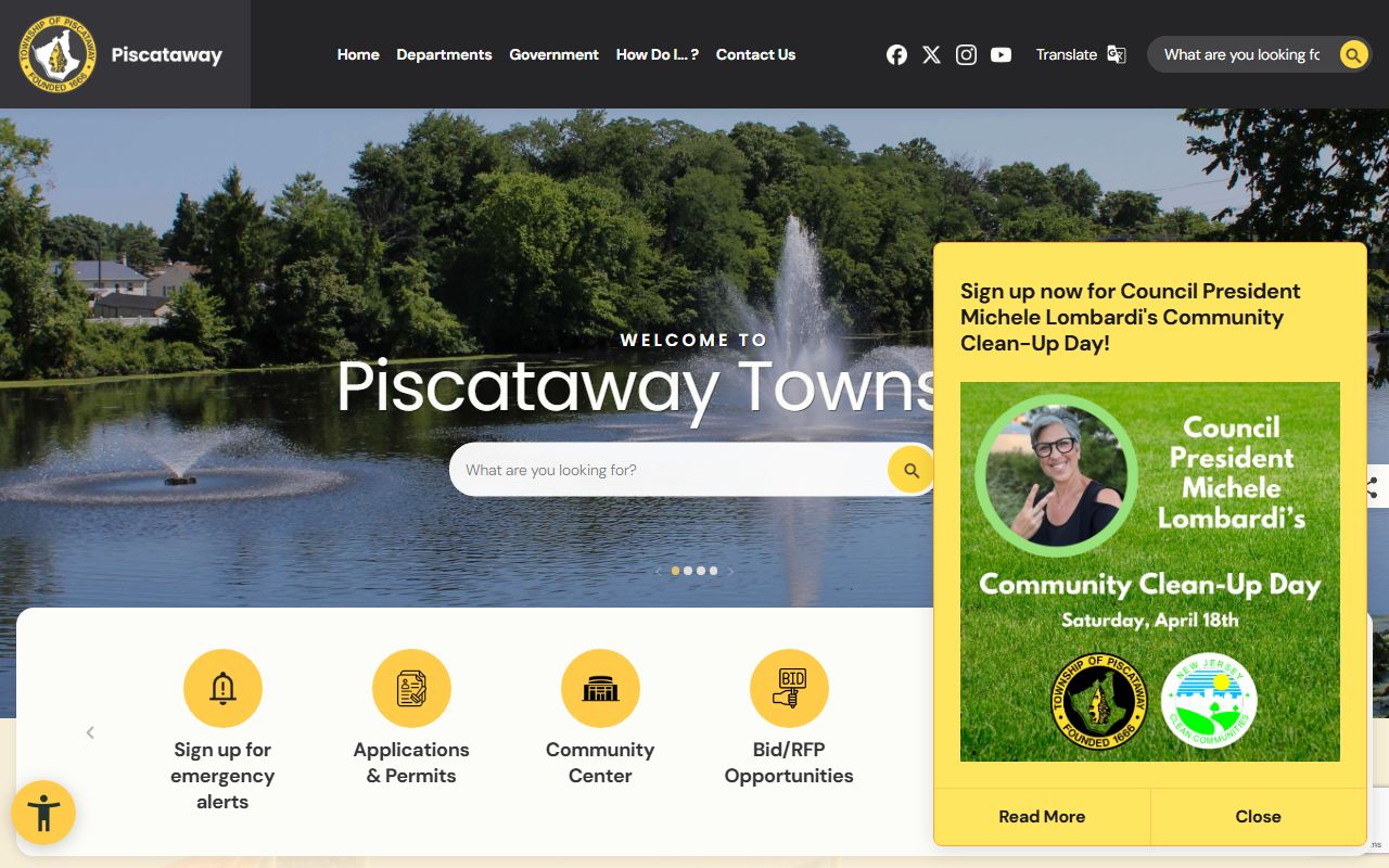 Piscataway Township government portal for divorce decree information