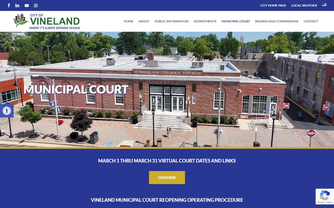 Vineland Municipal Court page for Vineland divorce decree information